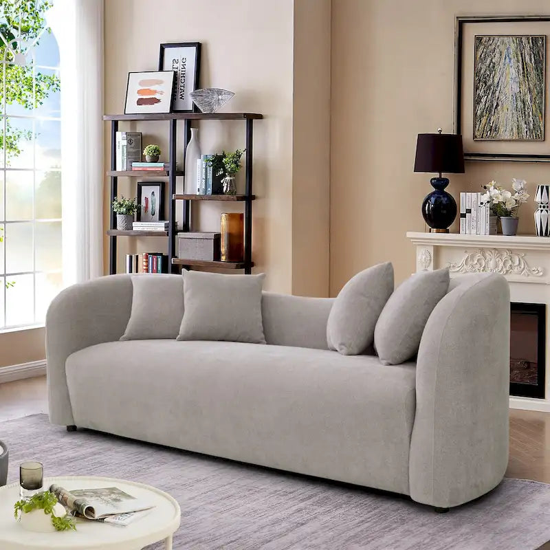 Mid Century Modern Luxury Tight Curved Back Boucle Sofa