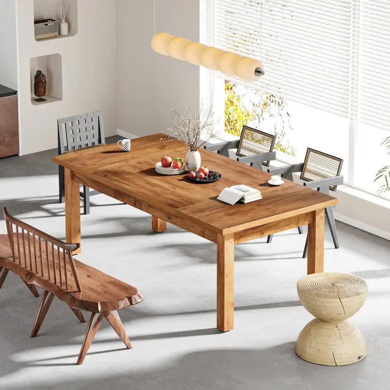 70.86 Wood Dining Table for 6-8 People with Thickened Solid Wood Legs