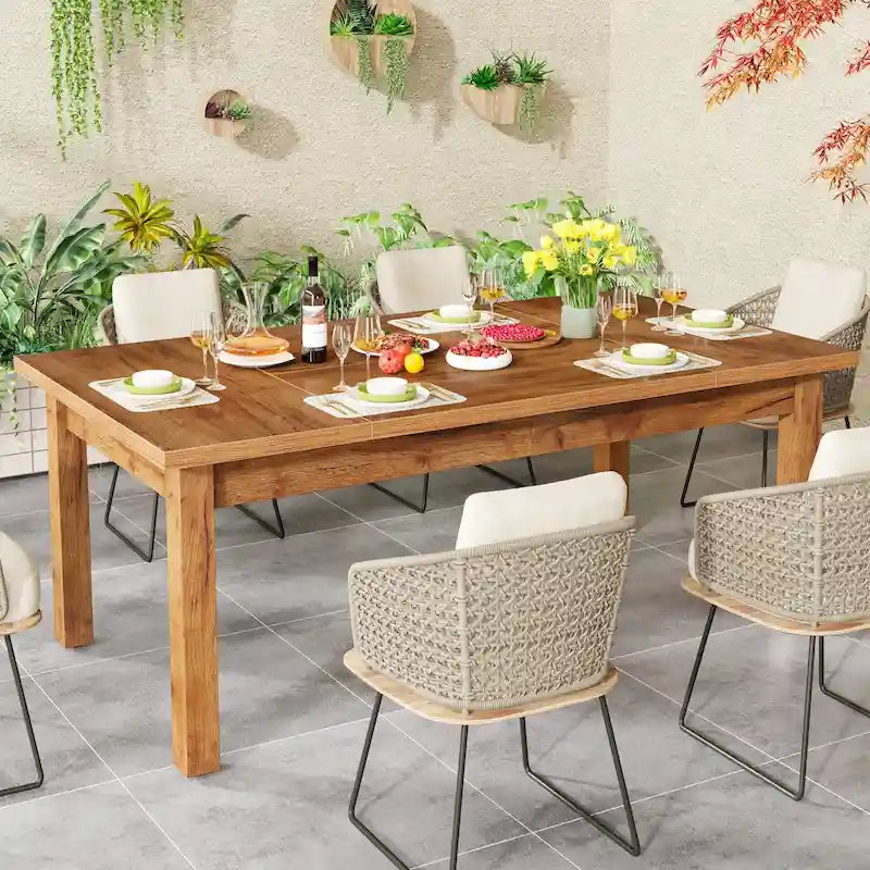 70.86 Wood Dining Table for 6-8 People with Thickened Solid Wood Legs
