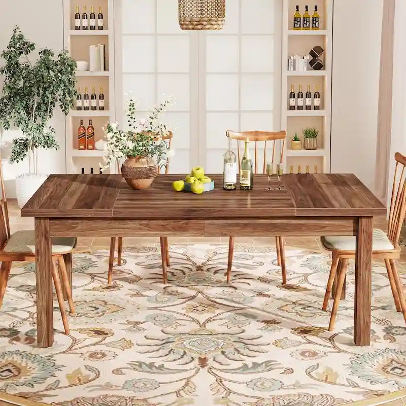 70.86 Wood Dining Table for 6-8 People with Thickened Solid Wood Legs