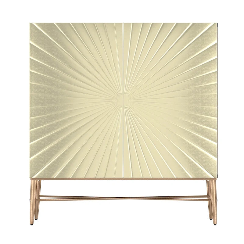 2 Door Vintage Accent Cabinet with Geometric Pattern, 29.5W x 16.5D x 32H