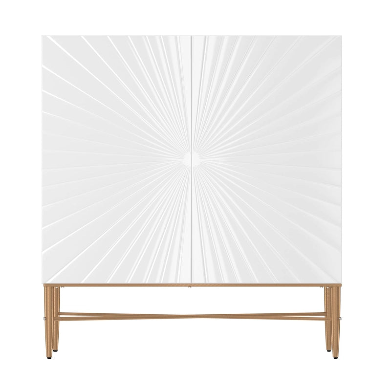 2 Door Vintage Accent Cabinet with Geometric Pattern, 29.5W x 16.5D x 32H