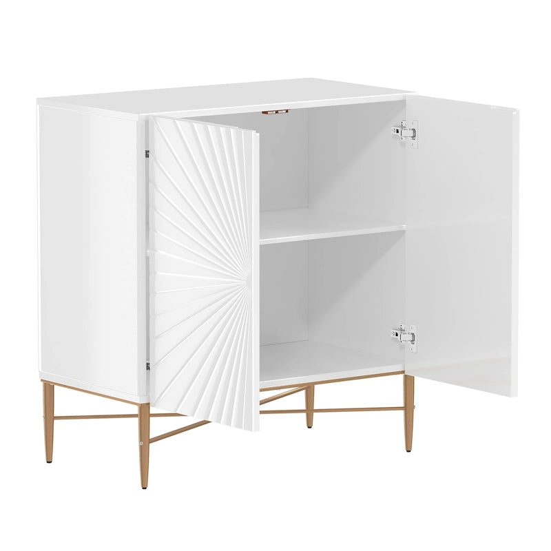 2 Door Vintage Accent Cabinet with Geometric Pattern, 29.5W x 16.5D x 32H