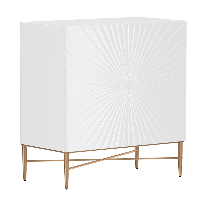 2 Door Vintage Accent Cabinet with Geometric Pattern, 29.5W x 16.5D x 32H