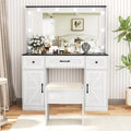 43.3 Wide Makeup Vanity Dressing Table with Adjustable Lighted Mirror and Stool, Power Outlet