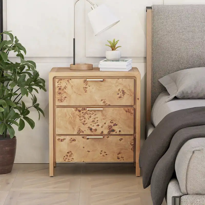 Fully-Assembled Farmhouse Nightstand, Rustic Distressed Wood Retro Accent Dresser, Chest of Drawers, Boho