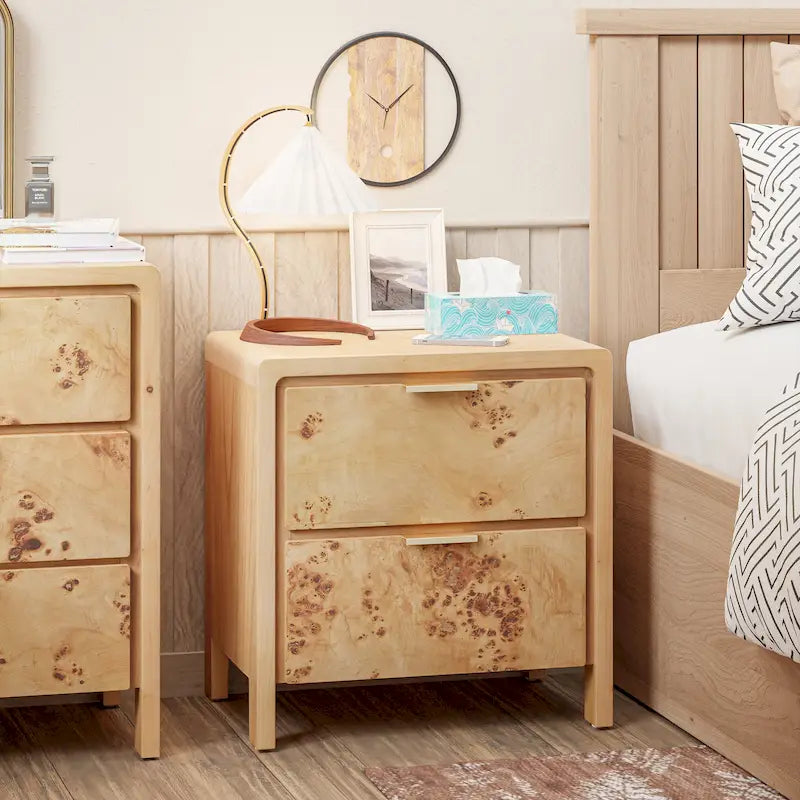 Fully-Assembled Farmhouse Nightstand, Rustic Distressed Wood Retro Accent Dresser, Chest of Drawers, Boho