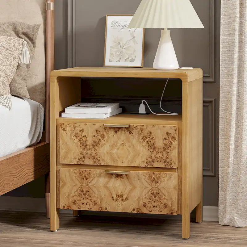 Fully-Assembled Farmhouse Nightstand, Rustic Distressed Wood Retro Accent Dresser, Chest of Drawers, Boho