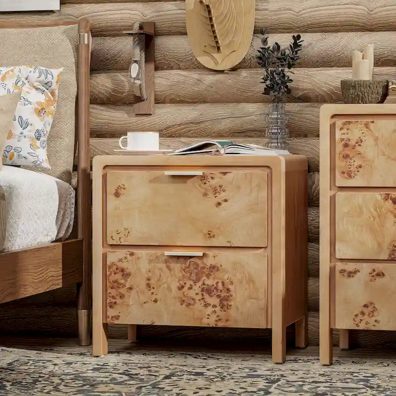 Fully-Assembled Farmhouse Nightstand, Rustic Distressed Wood Retro Accent Dresser, Chest of Drawers, Boho