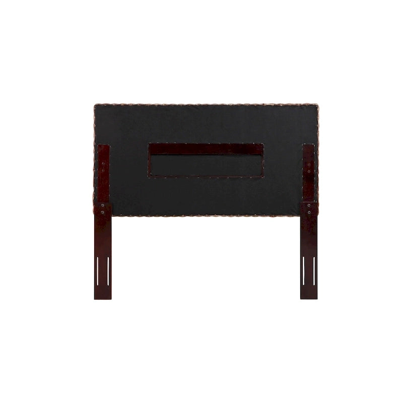 Rattan Adjustable Headboard, Handwoven Kubu Rattan and Solid Mahogany