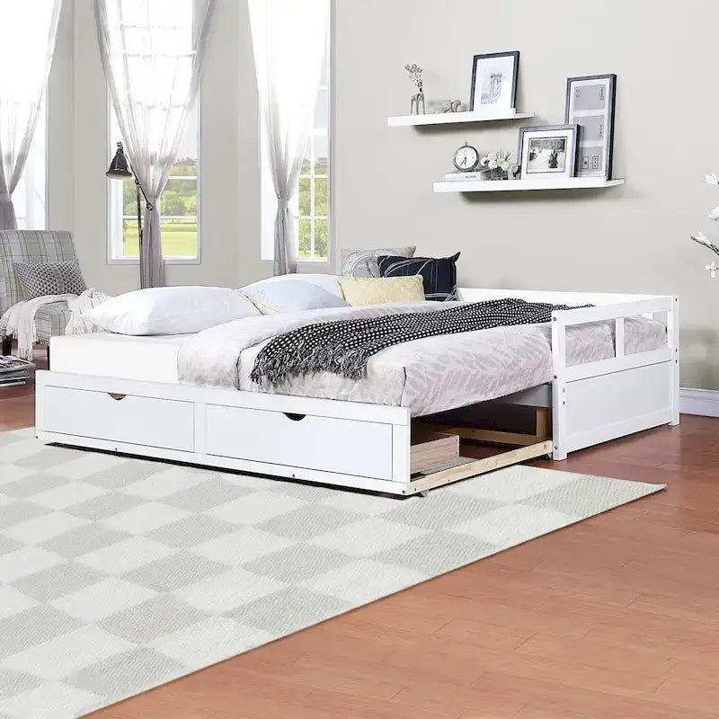 Extendable Bed Daybed with Two Drawers