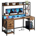 59 Inch Computer Gaming Desk with Hutch and Bookshelf, Home Office Desk with 3 Drawers