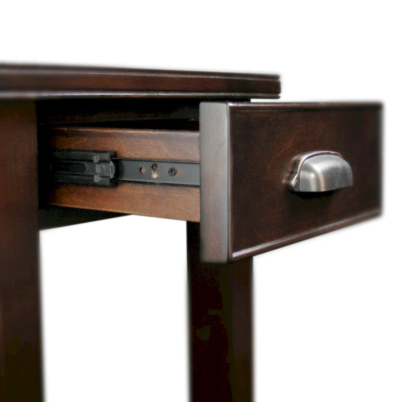 Table d'appoint à un tiroir avec étagère, cerisier chocolat