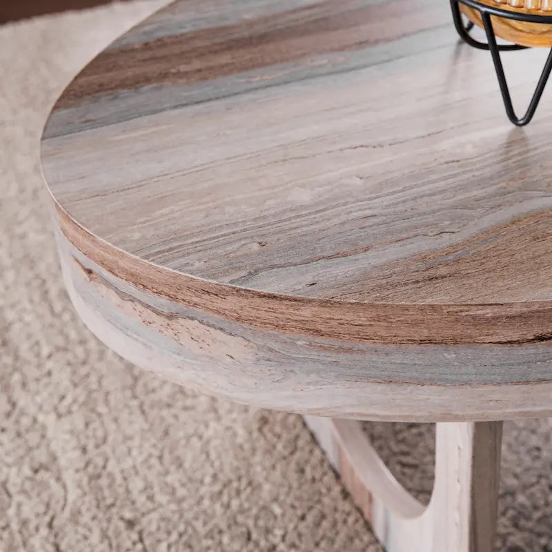 Contemporary Brown Faux Stone Coffee Table