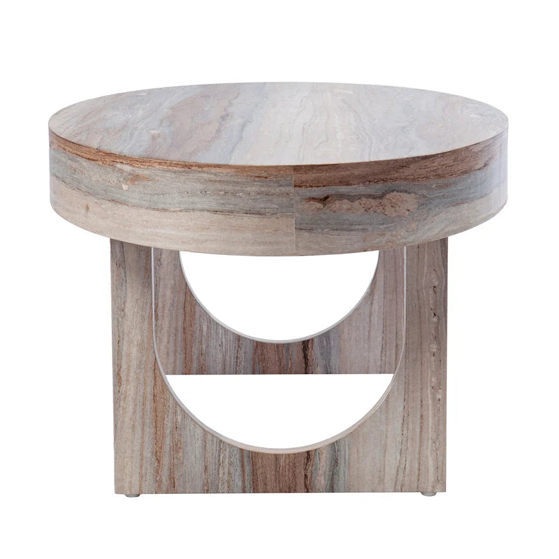 Contemporary Brown Faux Stone Coffee Table