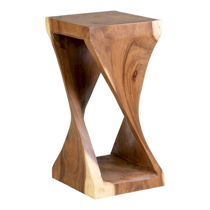 Natural Wood Sculpted End Table
