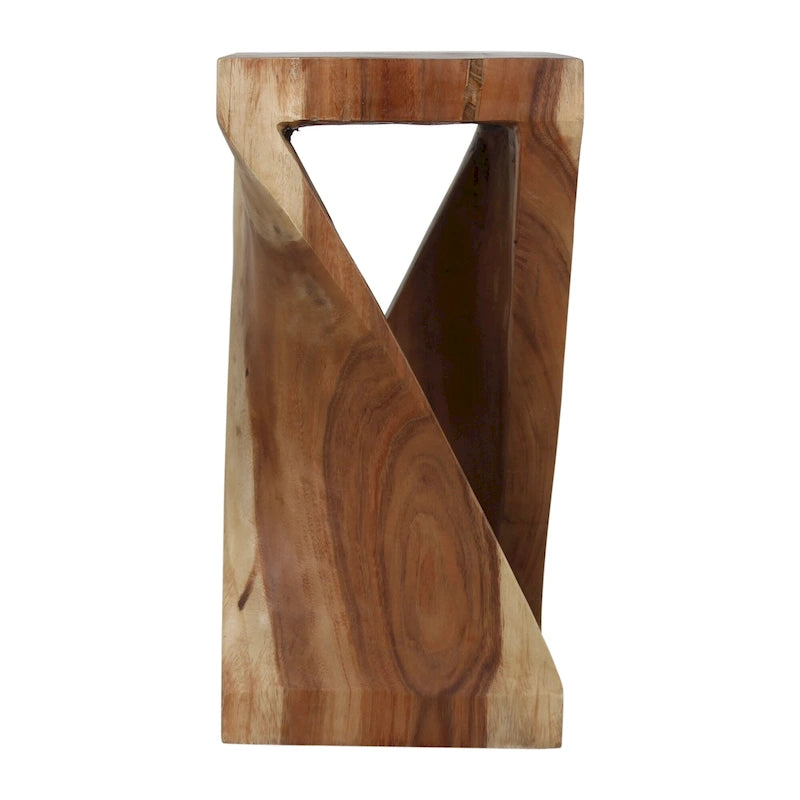 Natural Wood Sculpted End Table