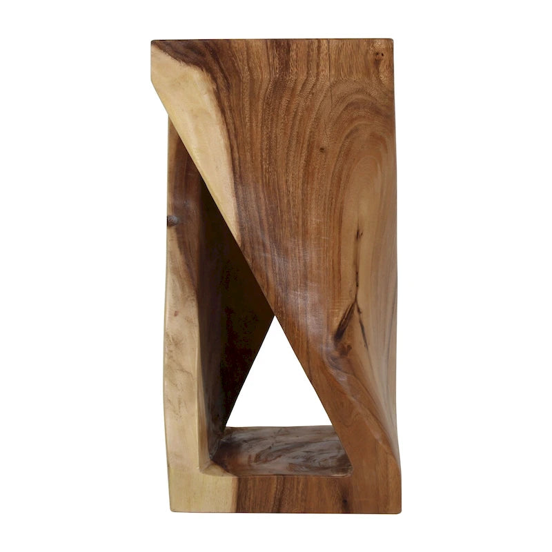 Natural Wood Sculpted End Table