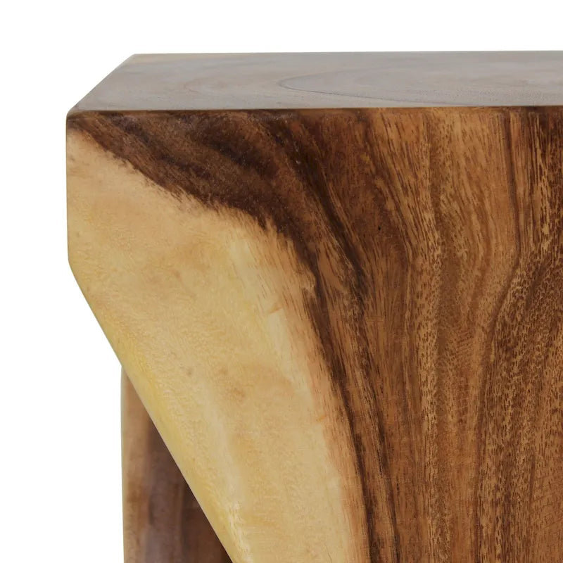 Natural Wood Sculpted End Table
