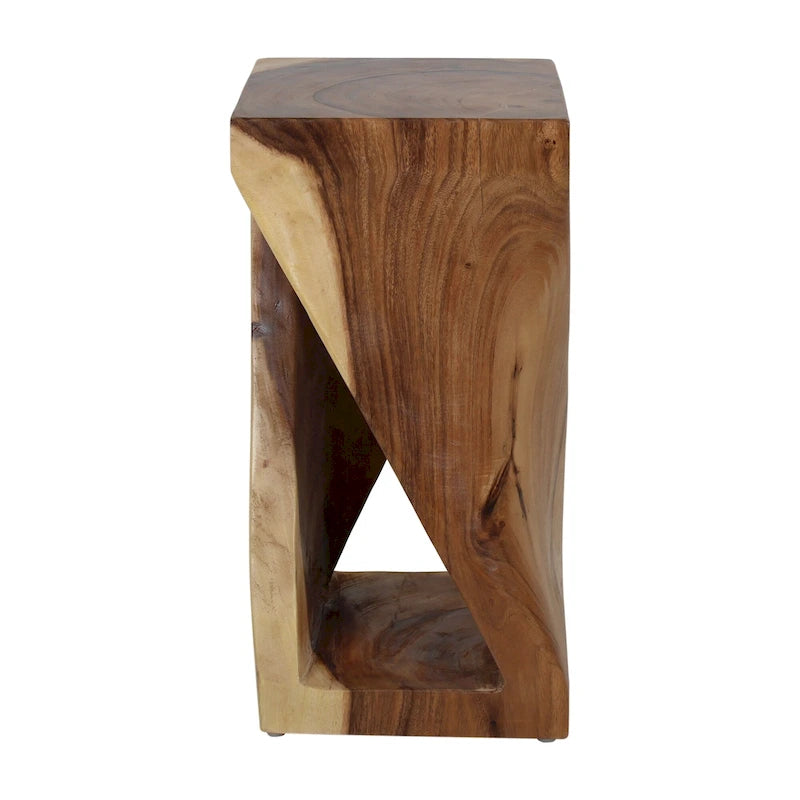 Natural Wood Sculpted End Table