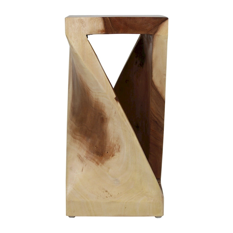 Natural Wood Sculpted End Table