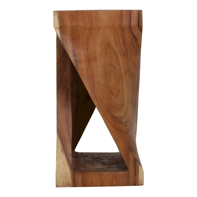 Natural Wood Sculpted End Table