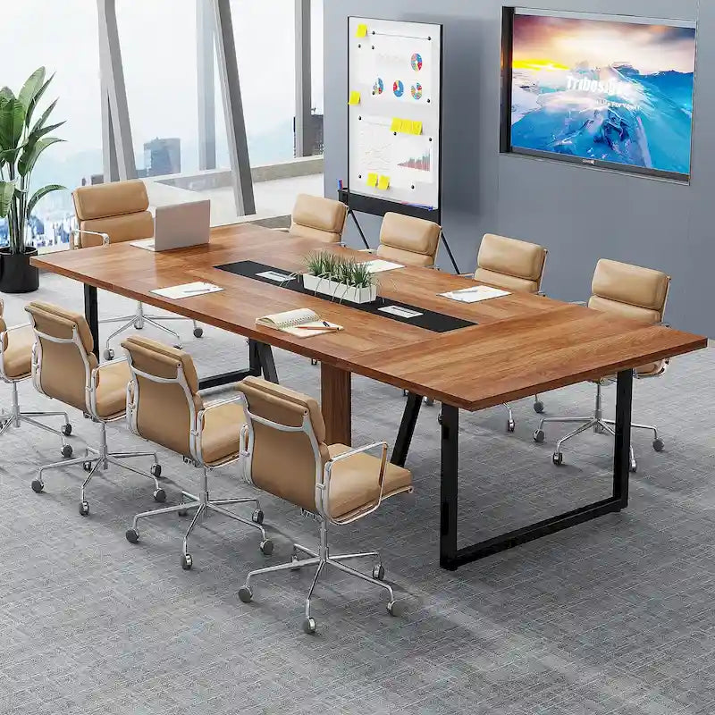 8FT Conference Table, Large Meeting Table for 10 People, Easy Assembly
