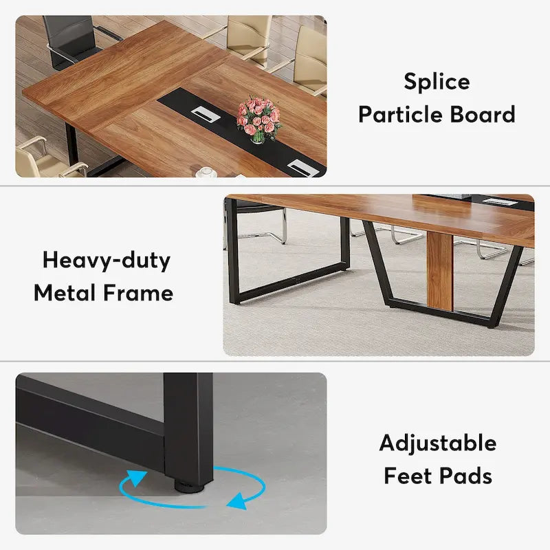 8FT Conference Table, Large Meeting Table for 10 People, Easy Assembly