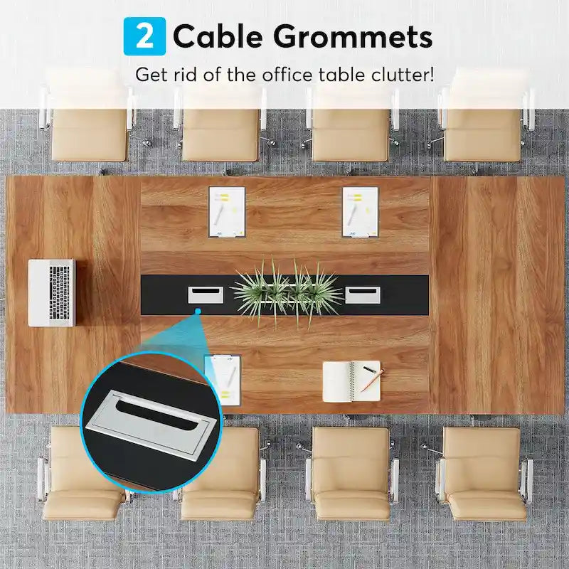 8FT Conference Table, Large Meeting Table for 10 People, Easy Assembly