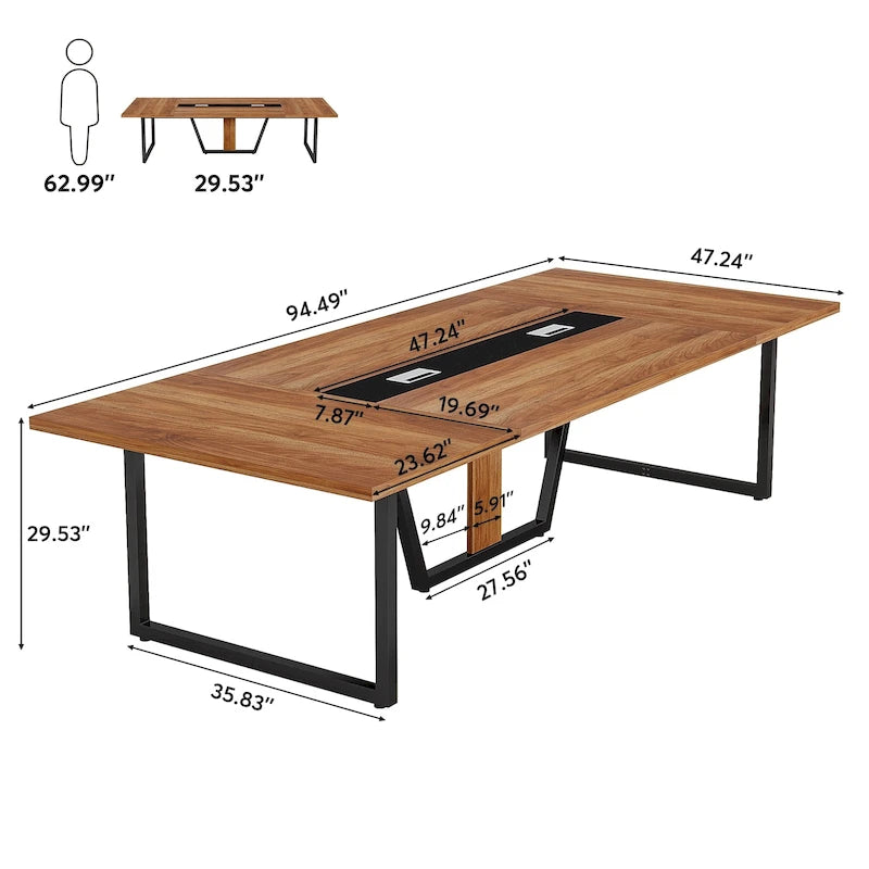 8FT Conference Table, Large Meeting Table for 10 People, Easy Assembly