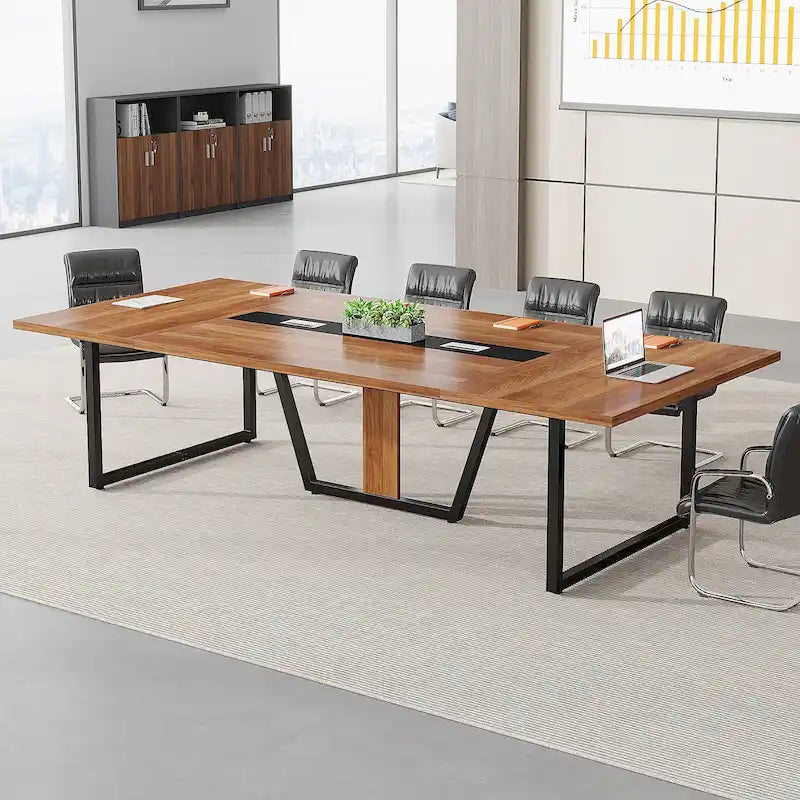 8FT Conference Table, Large Meeting Table for 10 People, Easy Assembly