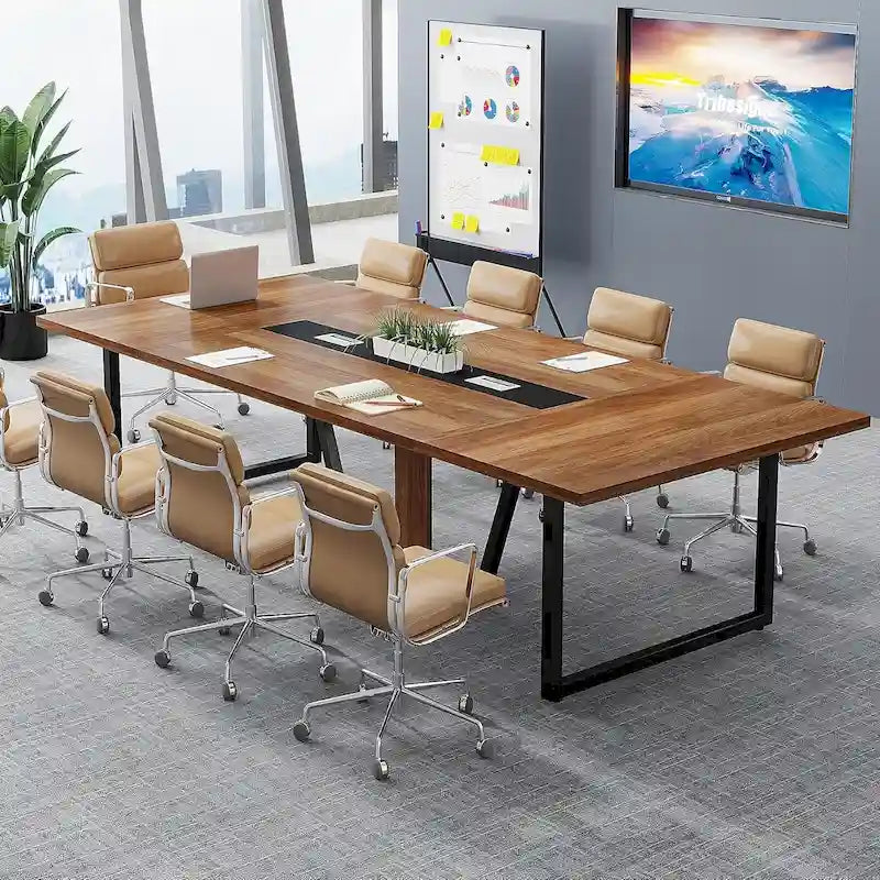8FT Conference Table, Large Meeting Table for 10 People, Easy Assembly
