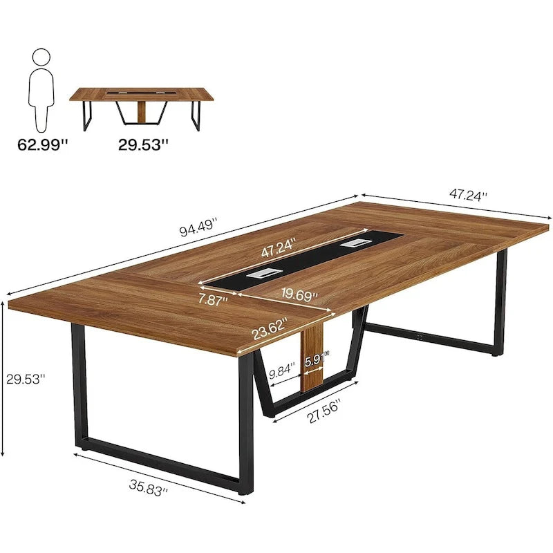 8FT Conference Table, Large Meeting Table for 10 People, Easy Assembly