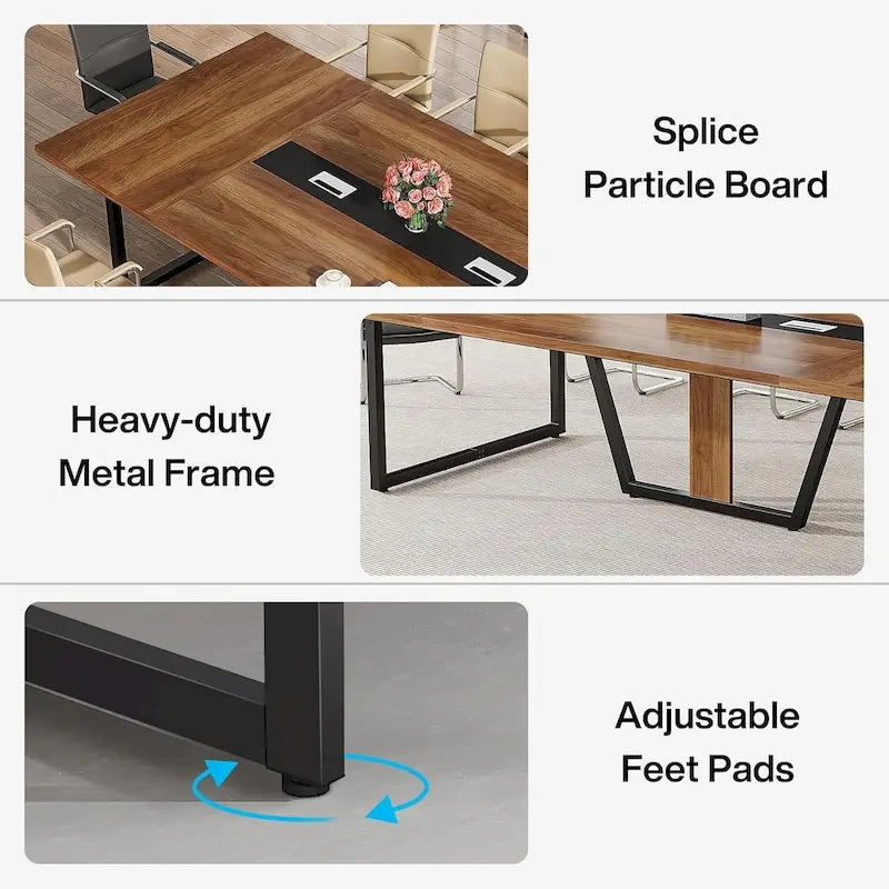 8FT Conference Table, Large Meeting Table for 10 People, Easy Assembly