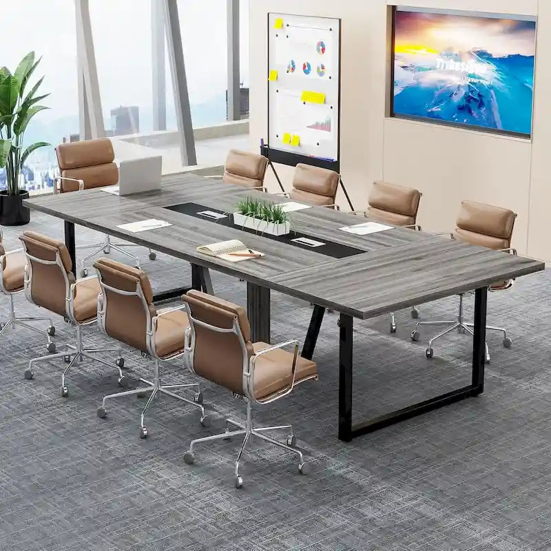 8FT Conference Table, Large Meeting Table for 10 People, Easy Assembly