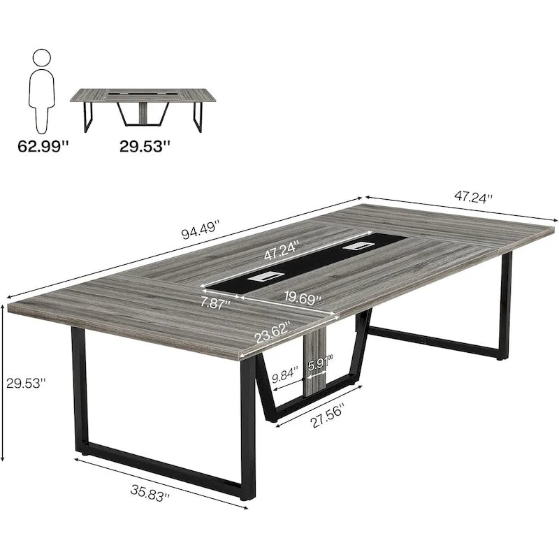 8FT Conference Table, Large Meeting Table for 10 People, Easy Assembly