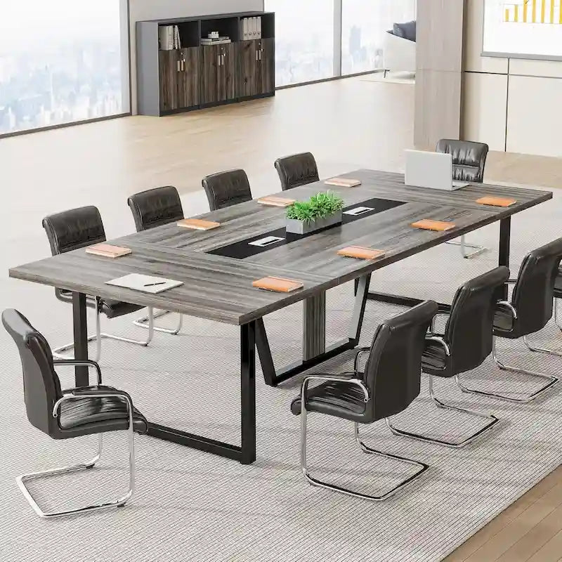 8FT Conference Table, Large Meeting Table for 10 People, Easy Assembly