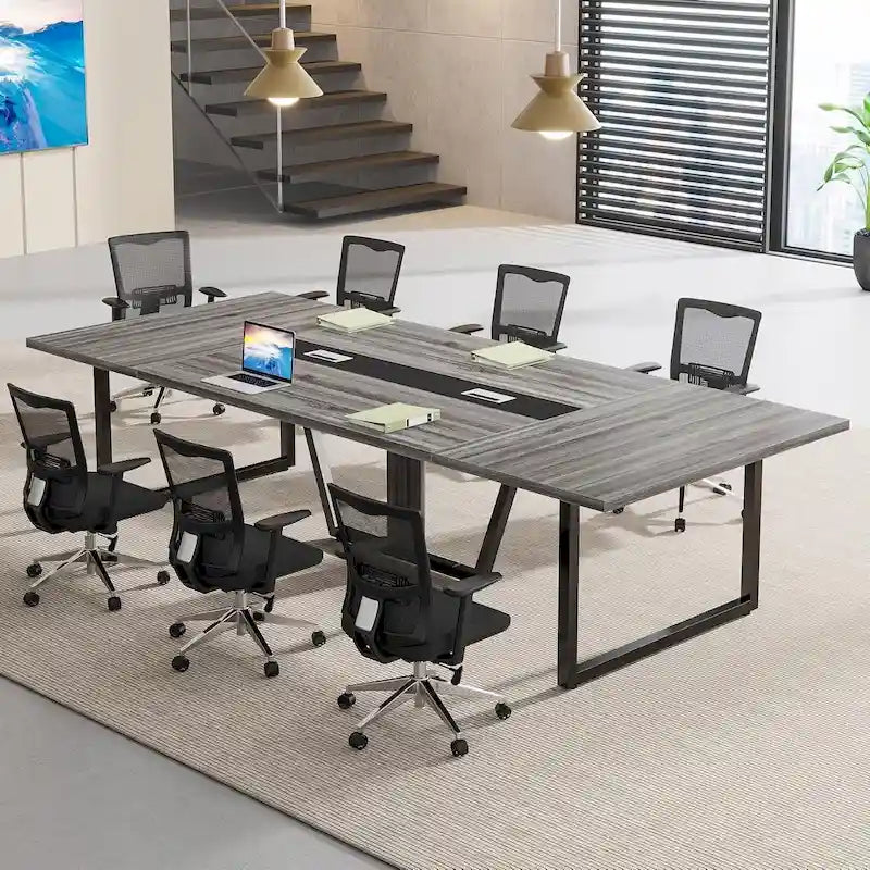 8FT Conference Table, Large Meeting Table for 10 People, Easy Assembly