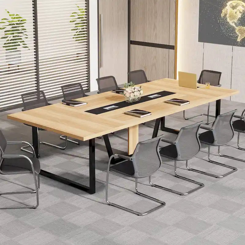 8FT Conference Table, Large Meeting Table for 10 People, Easy Assembly