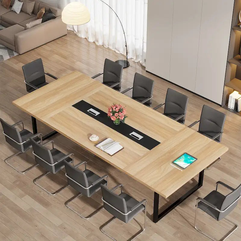 8FT Conference Table, Large Meeting Table for 10 People, Easy Assembly