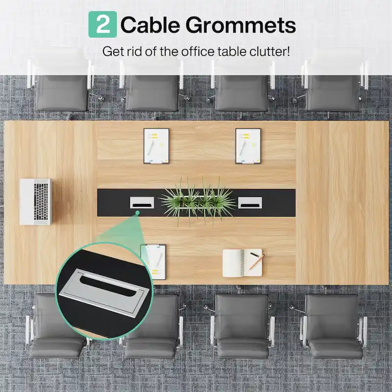 8FT Conference Table, Large Meeting Table for 10 People, Easy Assembly