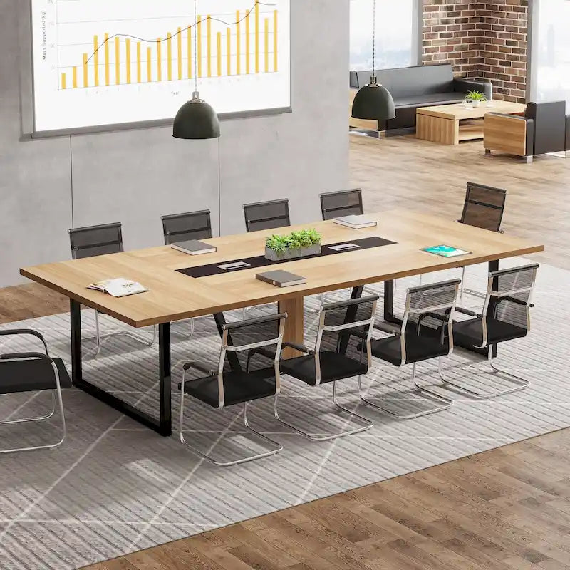 8FT Conference Table, Large Meeting Table for 10 People, Easy Assembly