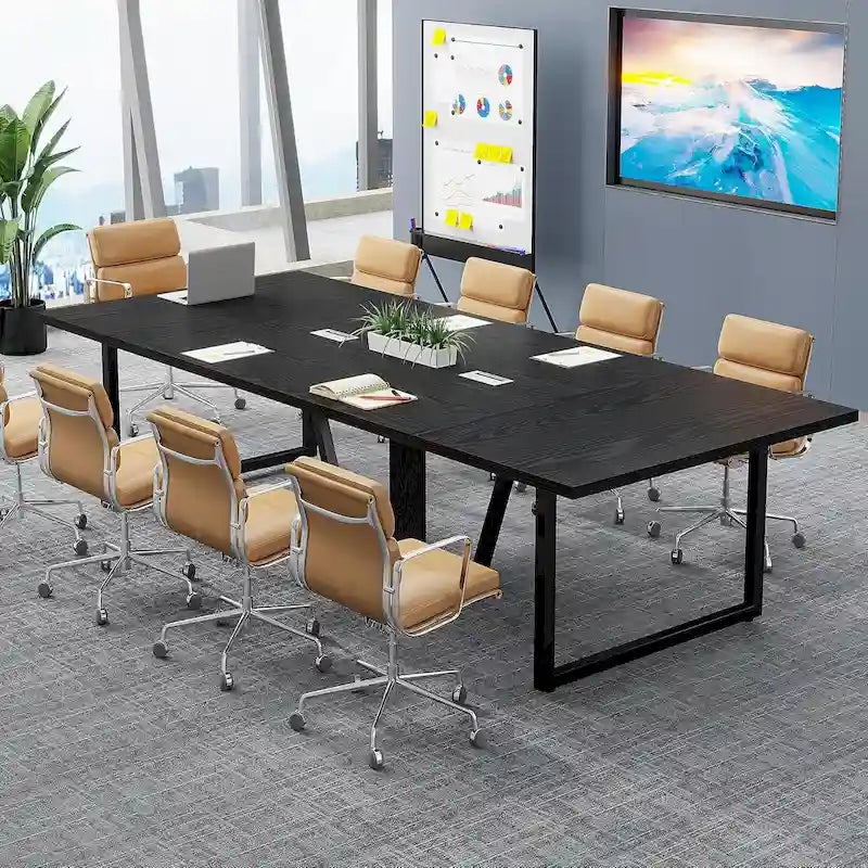 8FT Conference Table, Large Meeting Table for 10 People, Easy Assembly