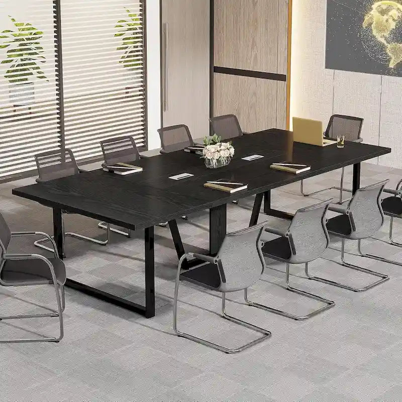 8FT Conference Table, Large Meeting Table for 10 People, Easy Assembly