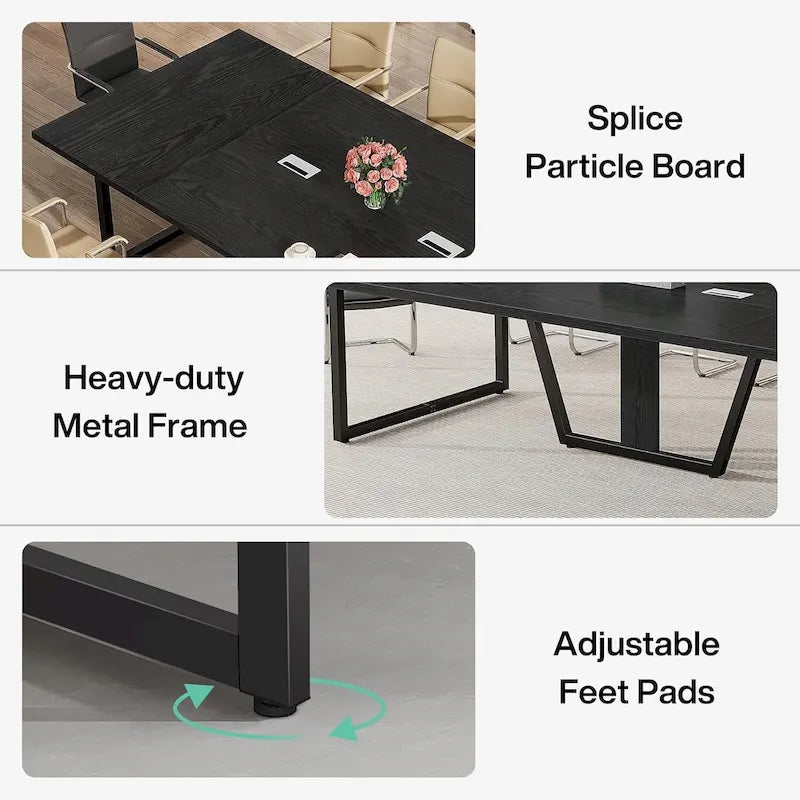 8FT Conference Table, Large Meeting Table for 10 People, Easy Assembly