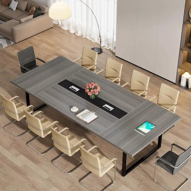8FT Conference Table, Large Meeting Table for 10 People, Easy Assembly