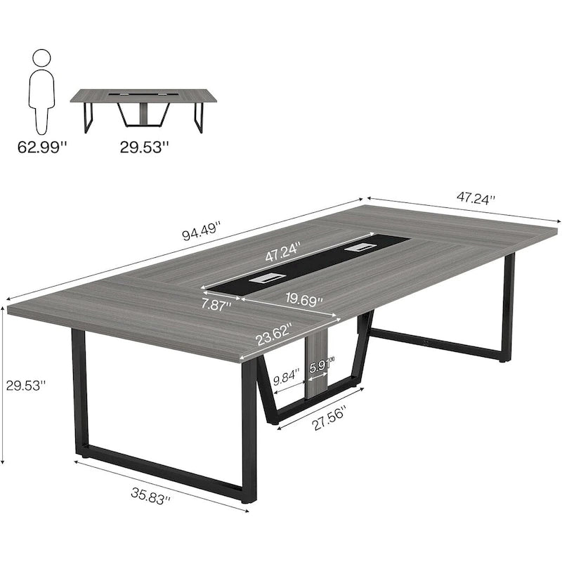 8FT Conference Table, Large Meeting Table for 10 People, Easy Assembly