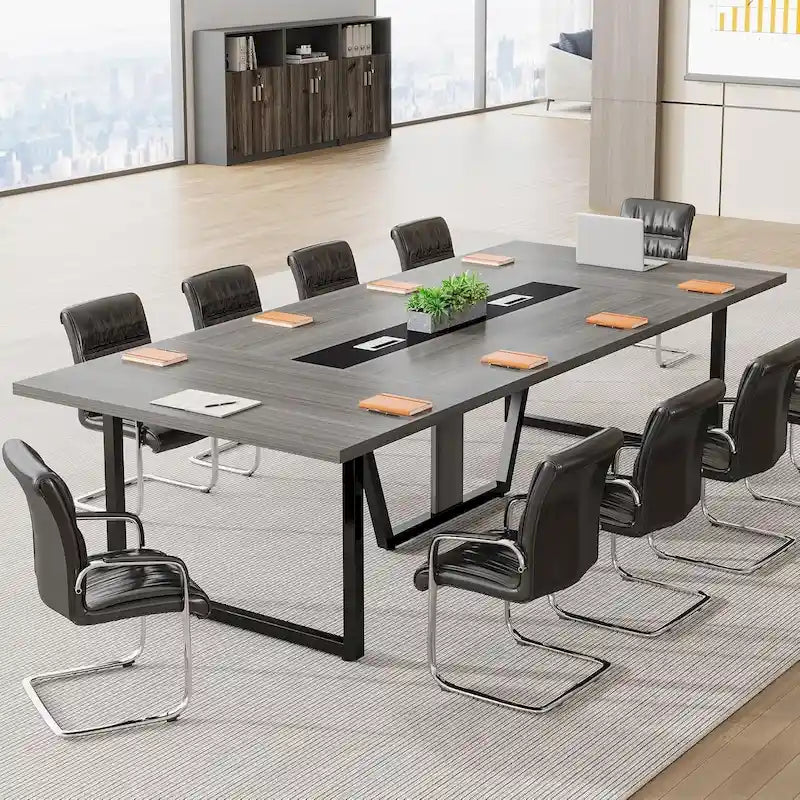 8FT Conference Table, Large Meeting Table for 10 People, Easy Assembly
