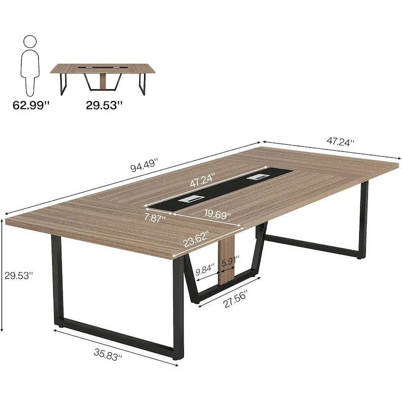8FT Conference Table, Large Meeting Table for 10 People, Easy Assembly
