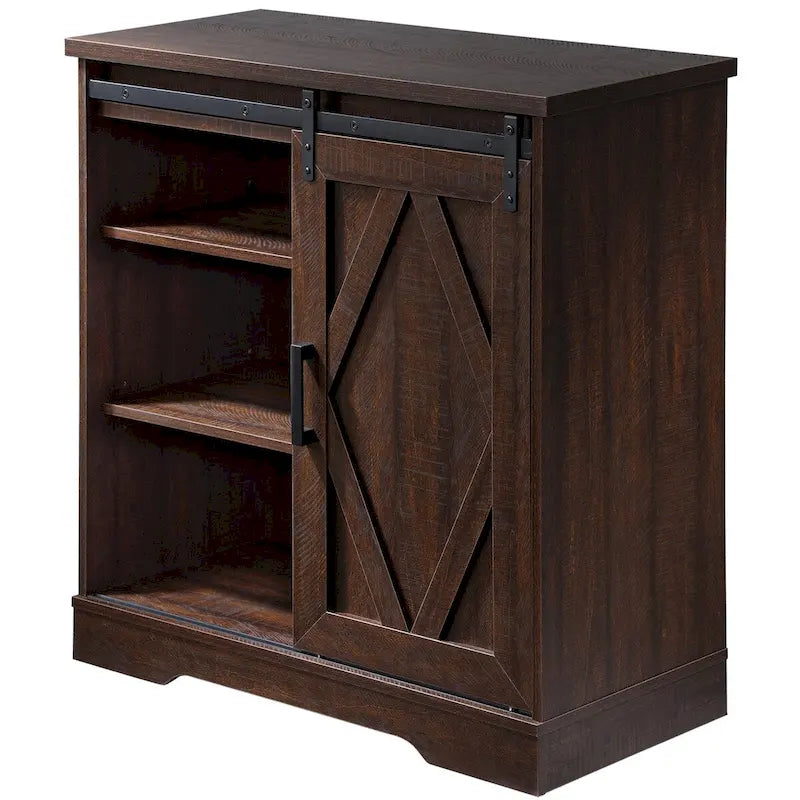 Farmhouse Sliding Barn Door Wood TV Stand / Storage Cabinet